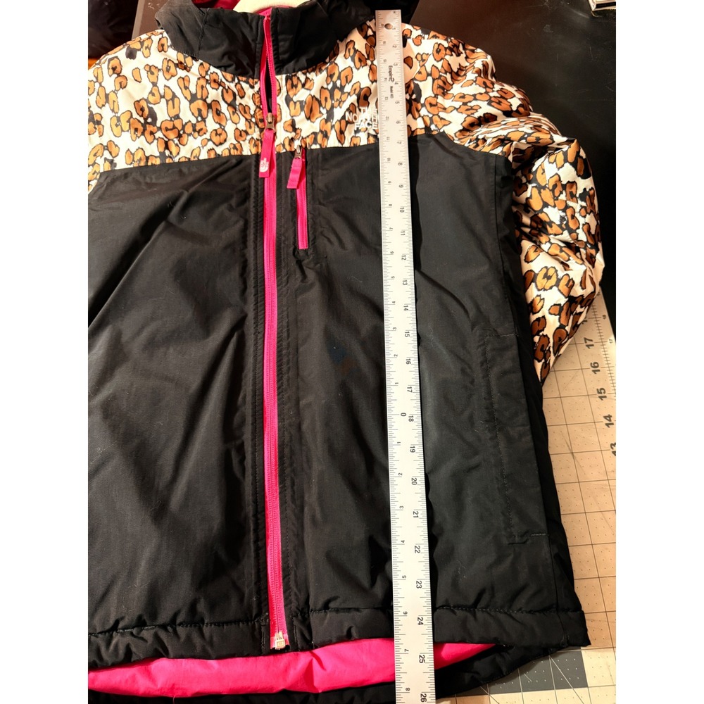 The North Face Youth Junior Leopard Print Hooded Jacket Black Pink Size L 14/16 - Picture 7 of 8